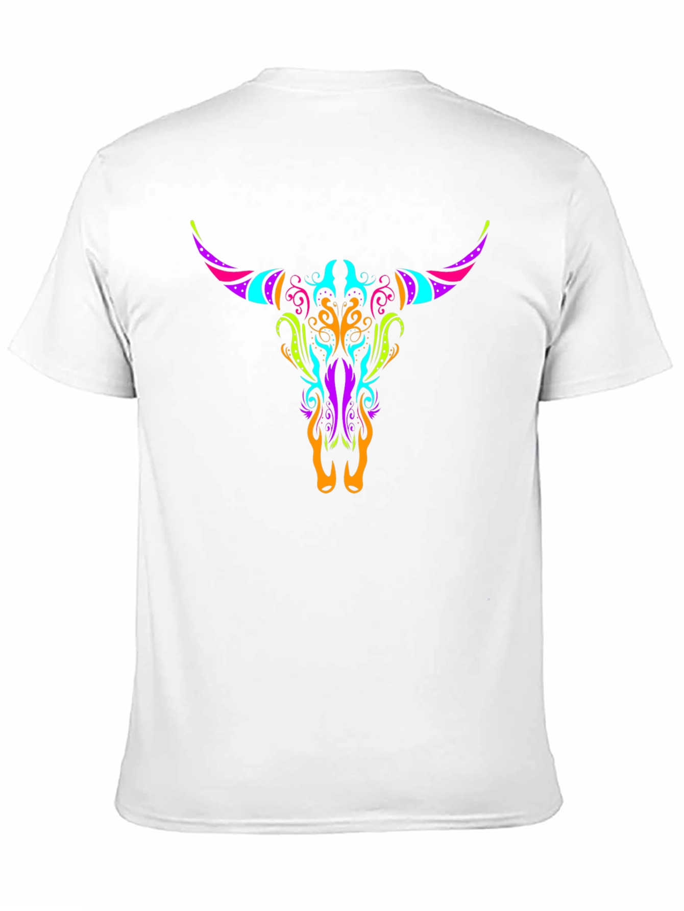 Neon Bull Skull Graphic Tee - Black