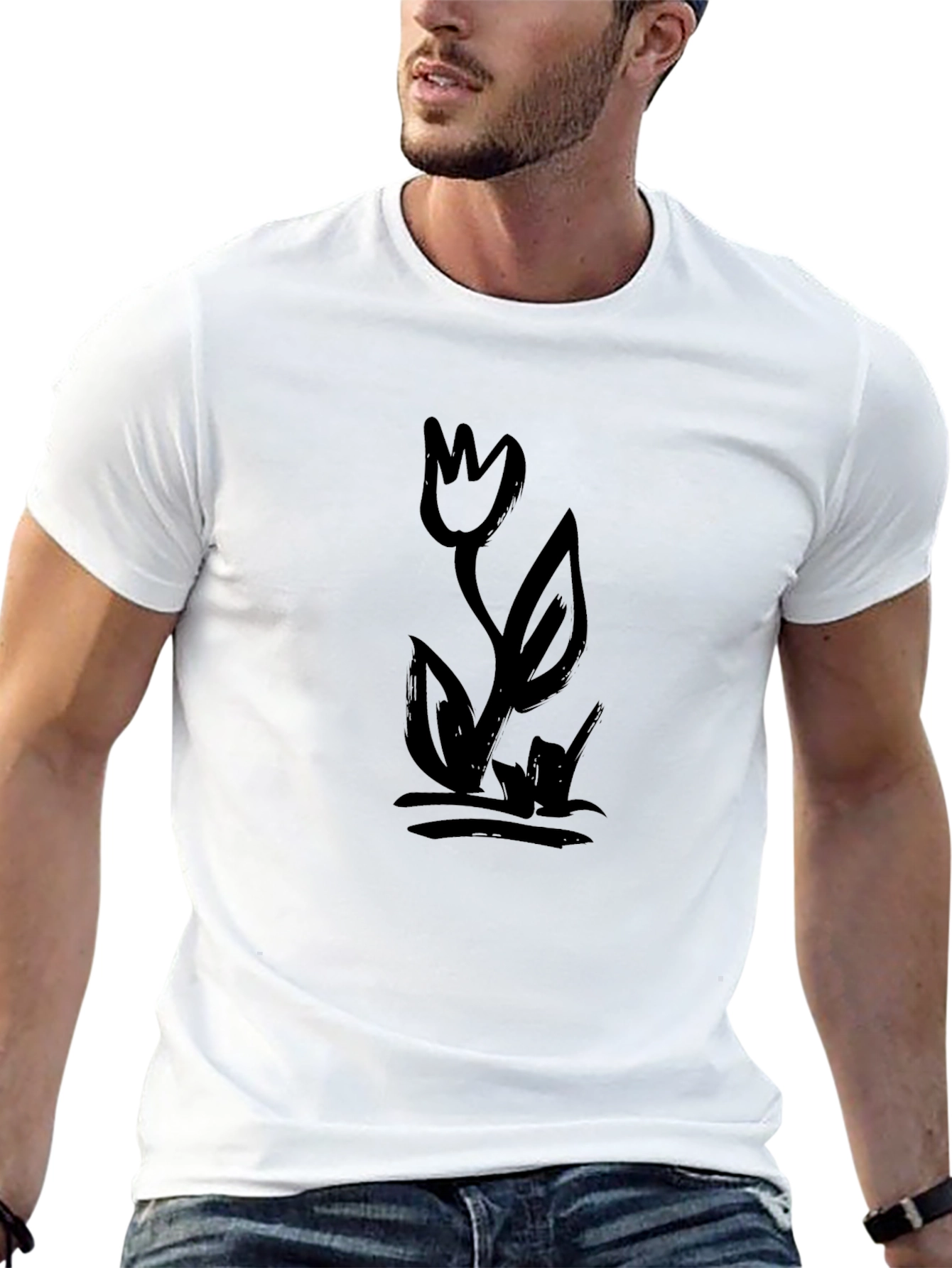 Black Tulip Graphic Tee - Modern Style
