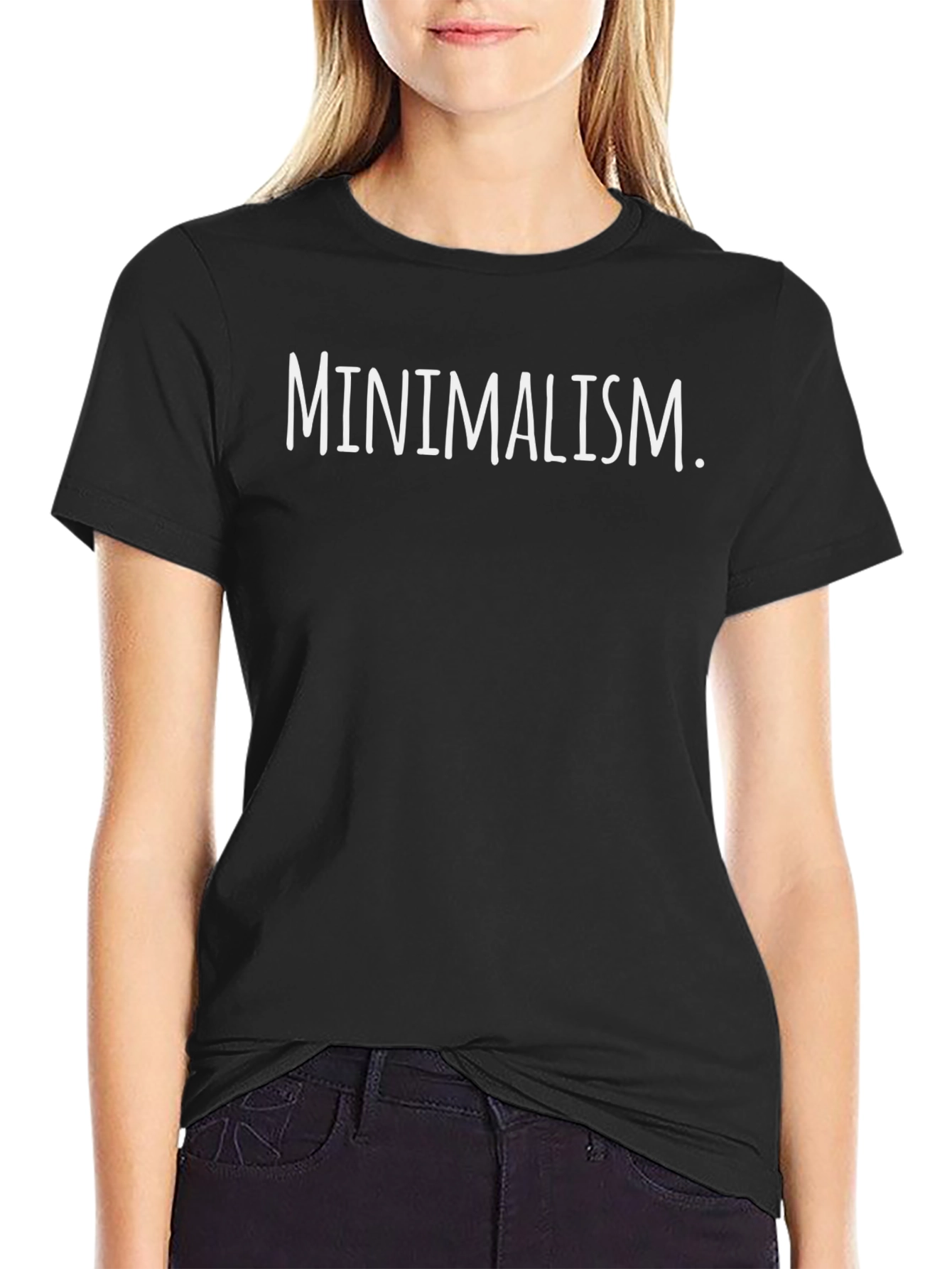 Minimalism Graphic Tee - Black Cotton Casual Shirt