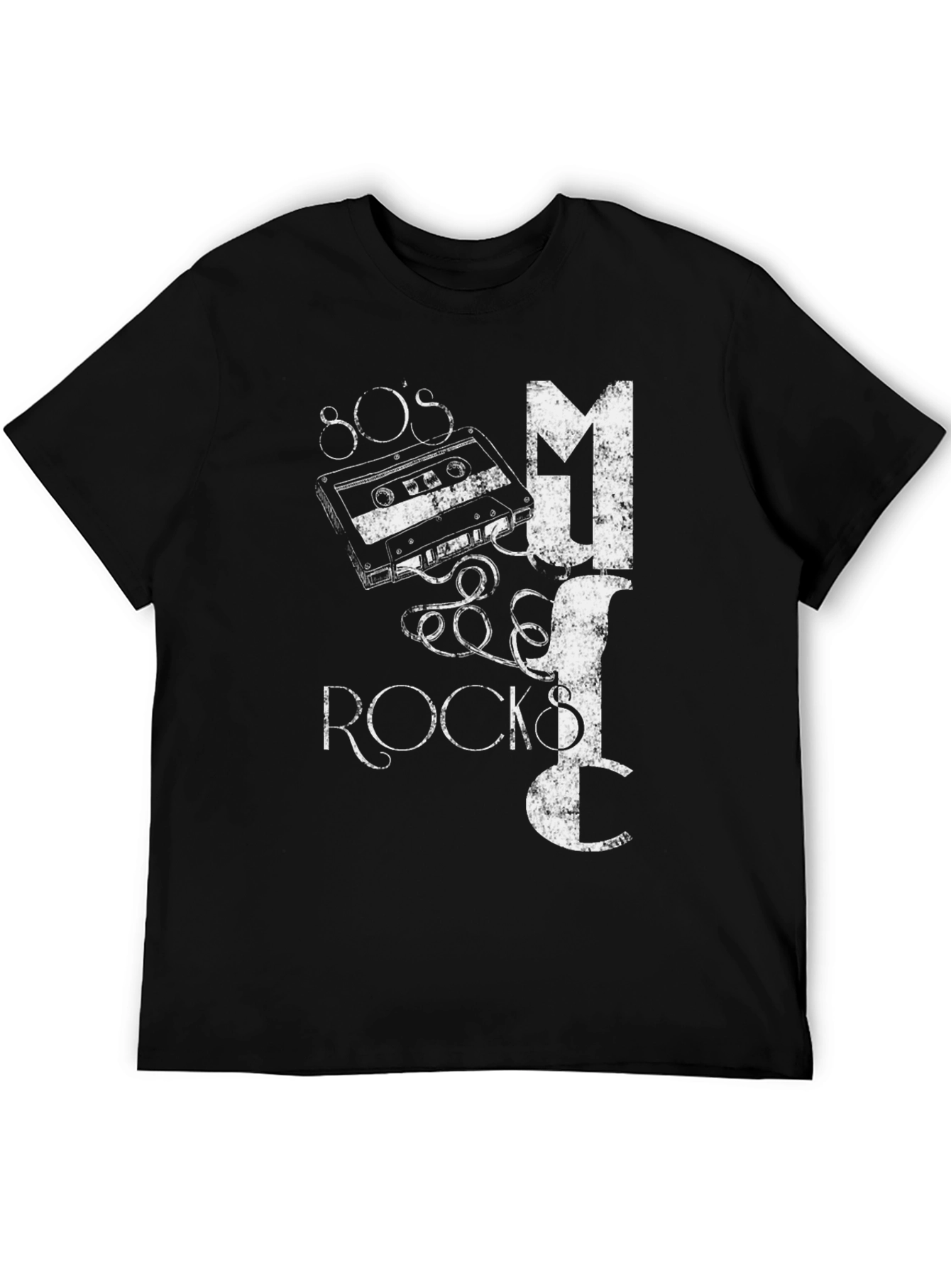 80s Music Rocks Black Graphic T-Shirt