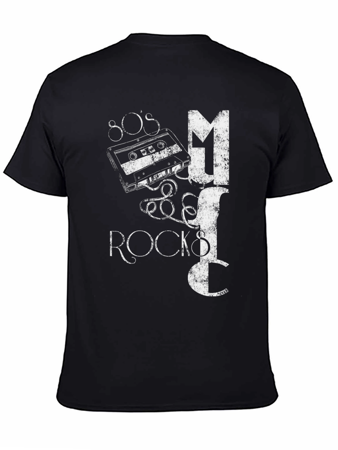 80s Music Rocks Black Graphic T-Shirt