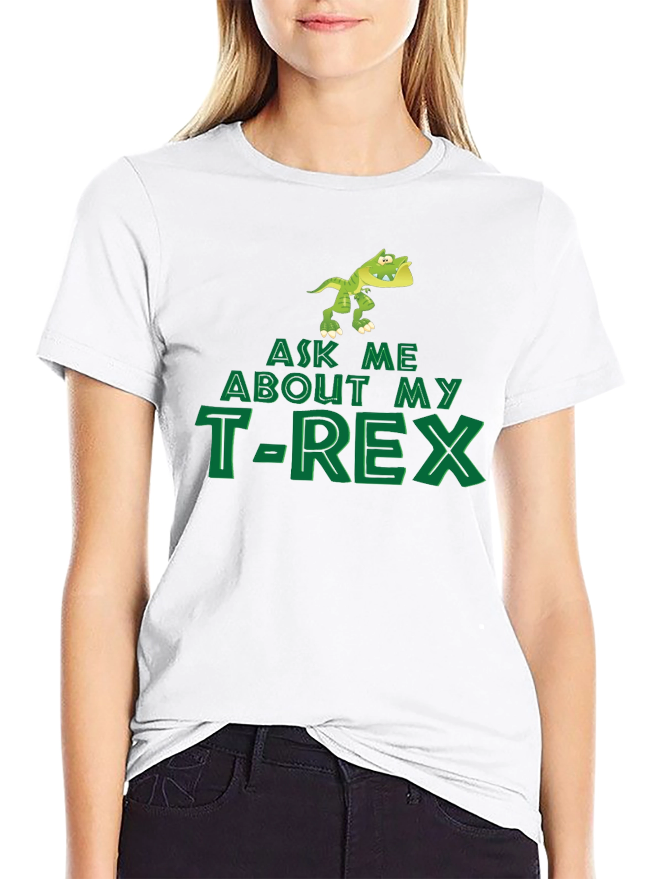 Ask Me About My T-Rex Black Cotton Tee