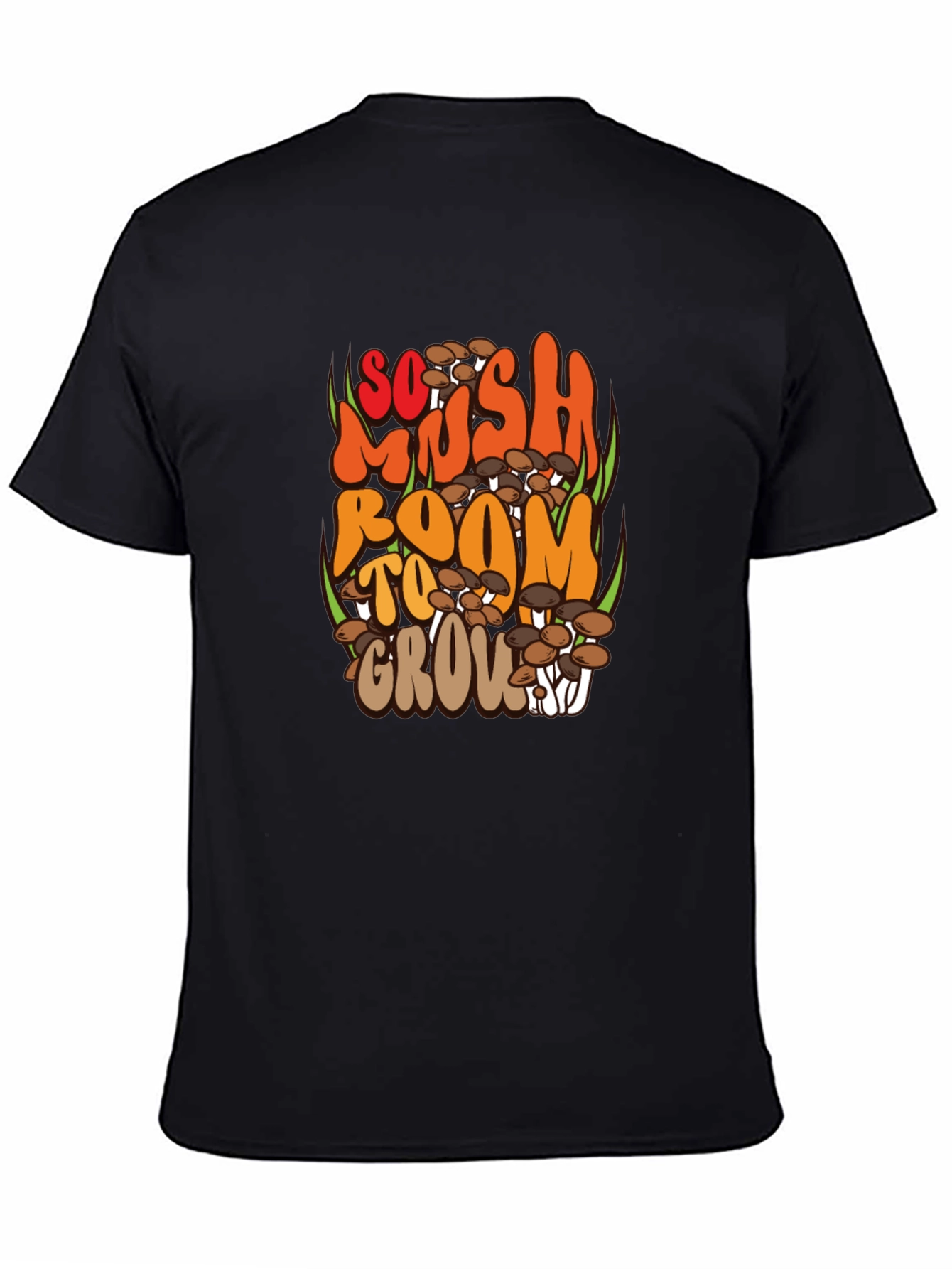 So Mush Room to Grow Black Graphic Tee