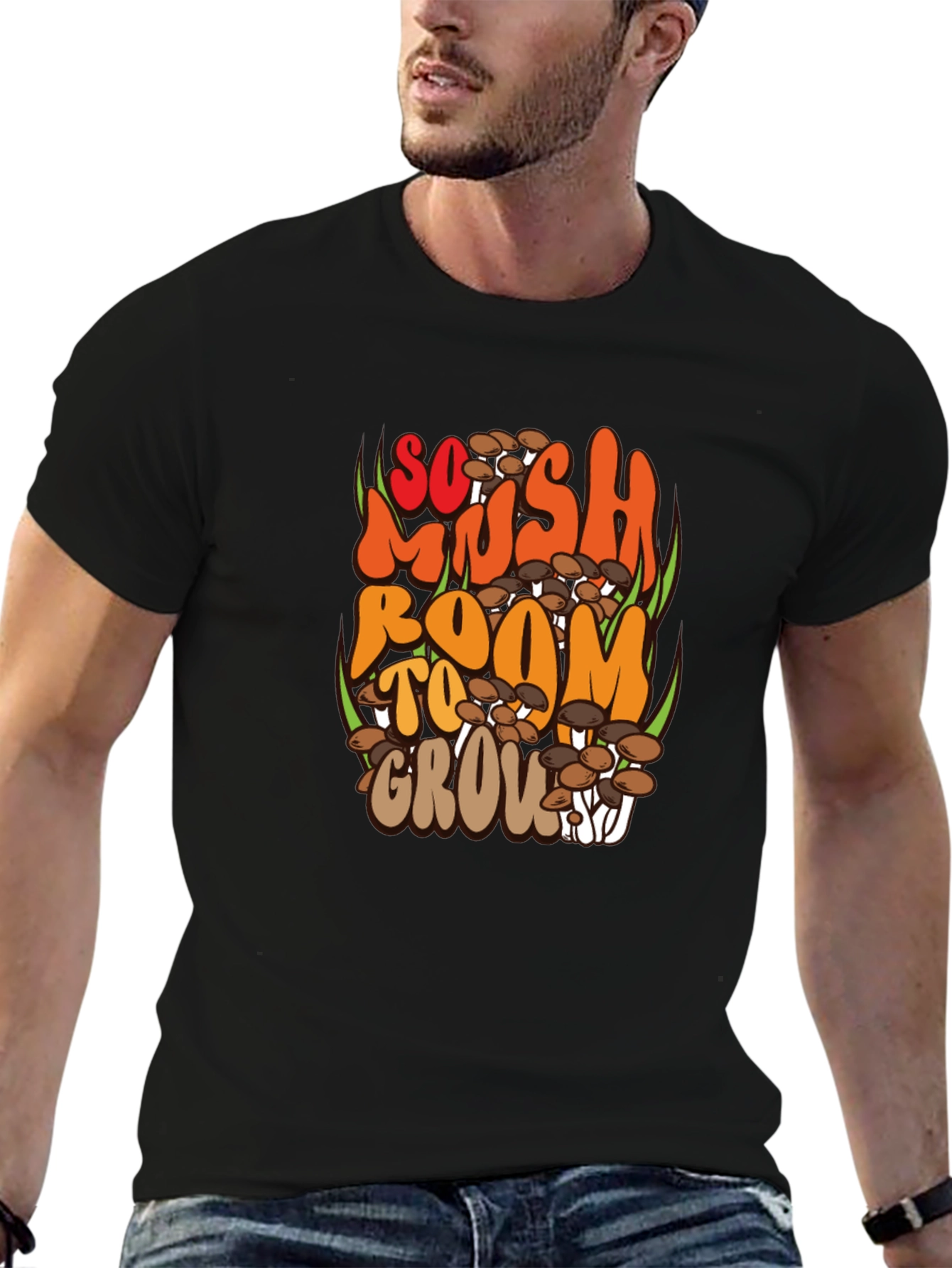 So Mush Room to Grow Black Graphic Tee