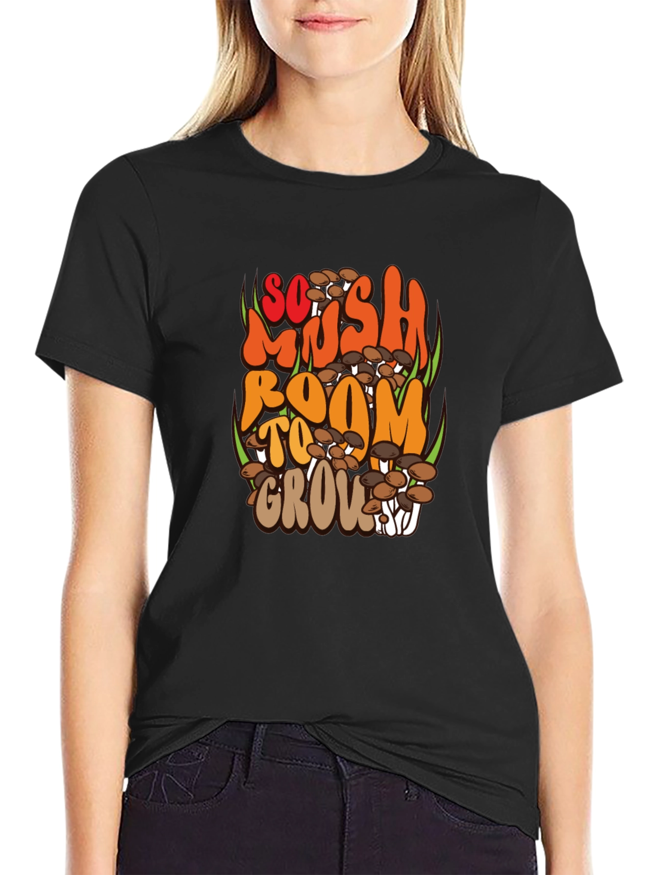 So Mush Room to Grow Black Graphic Tee