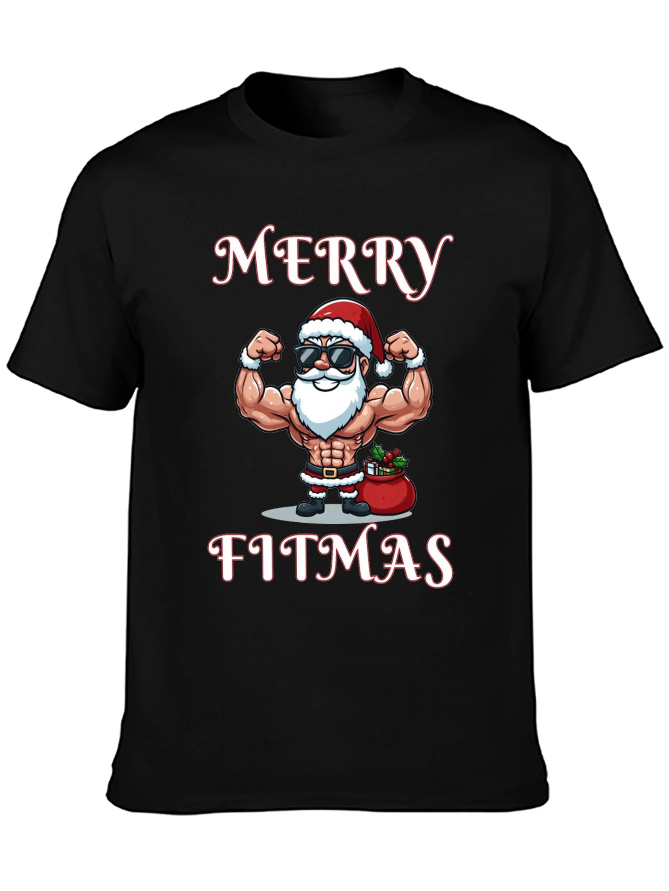Merry Fitmas Gym Santa T-Shirt