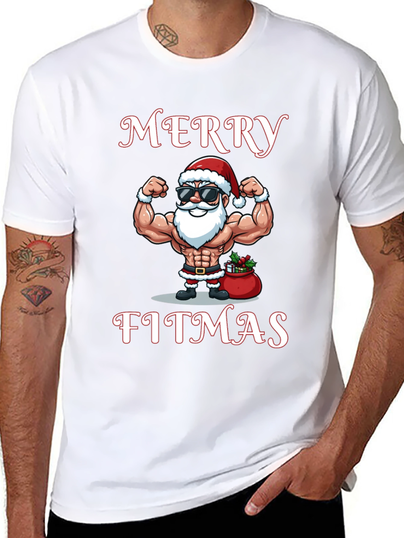 Merry Fitmas Gym Santa T-Shirt