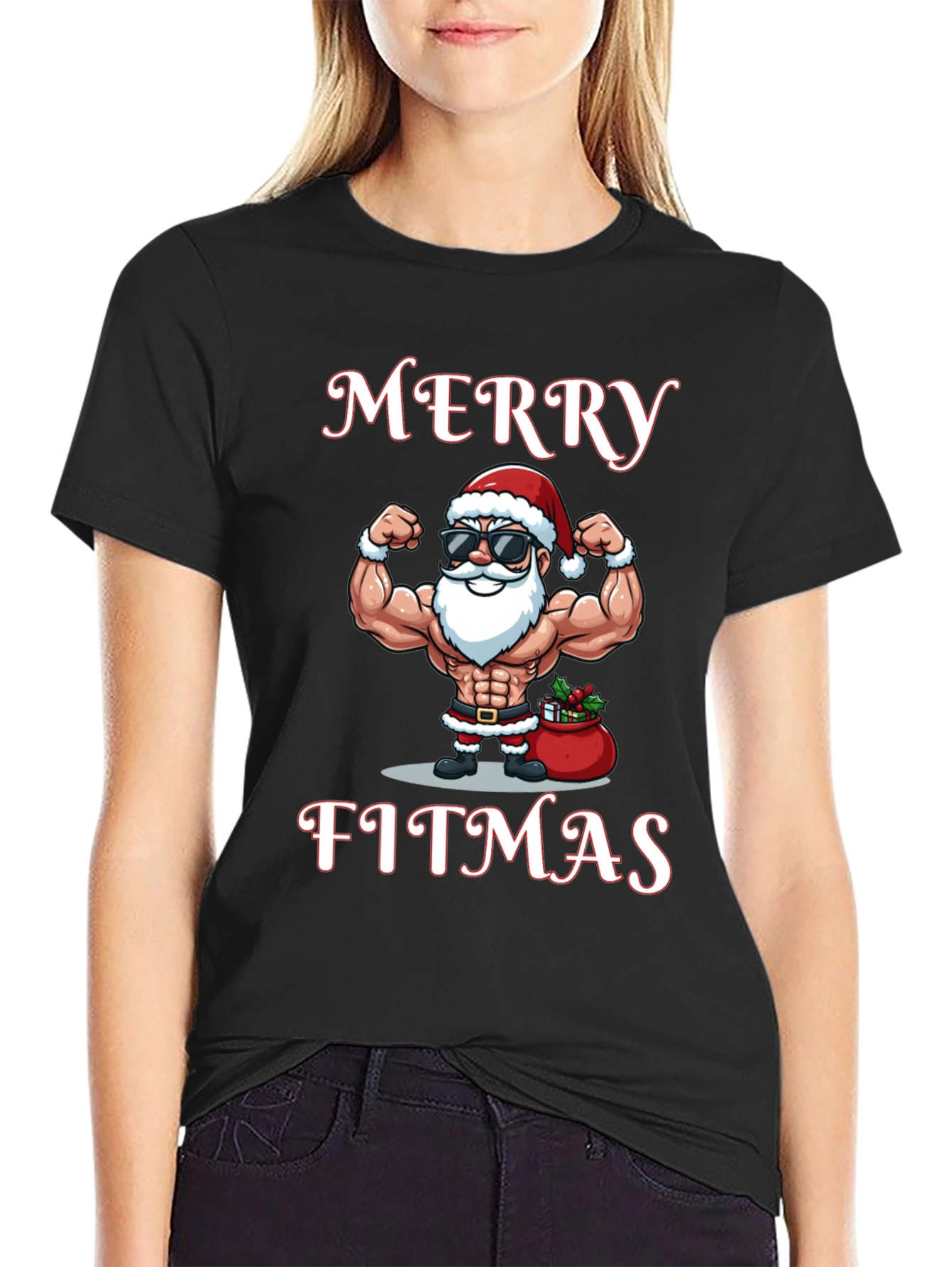 Merry Fitmas Gym Santa T-Shirt