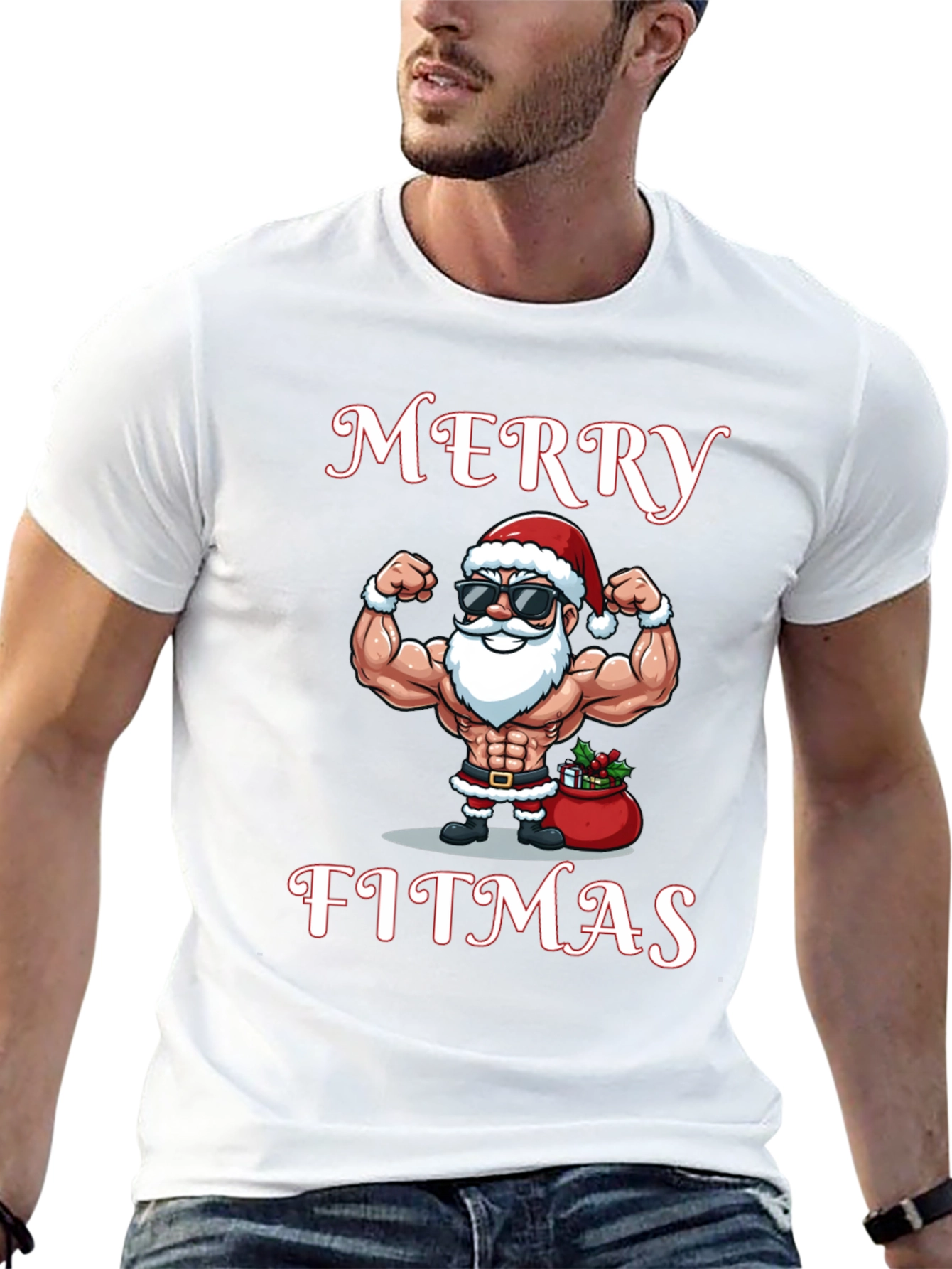 Merry Fitmas Gym Santa T-Shirt