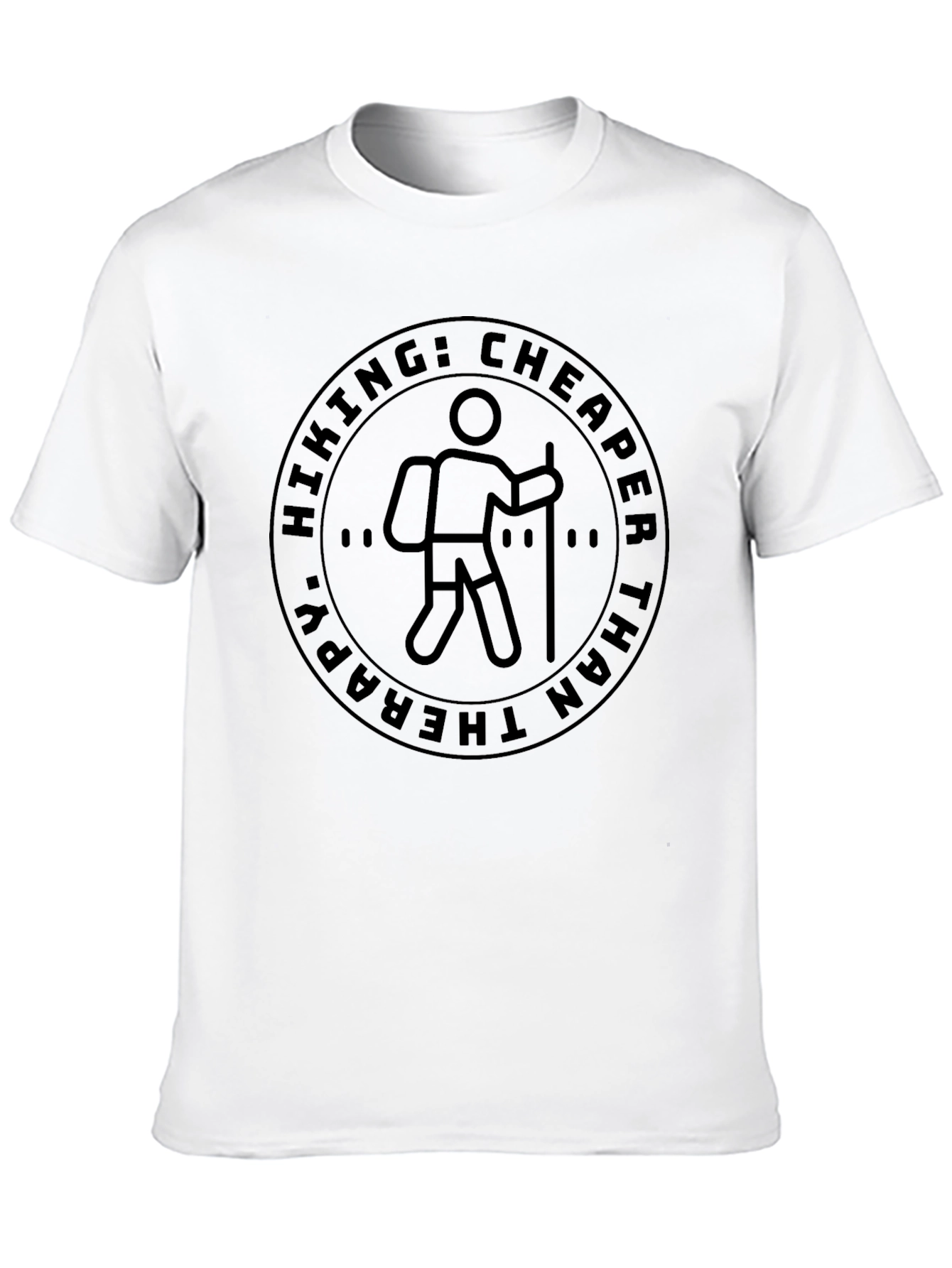 Hiking: Cheaper Than Therapy Black T-Shirt