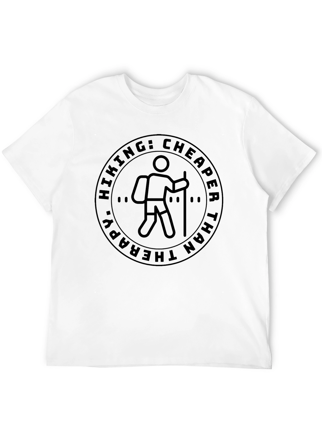 Hiking: Cheaper Than Therapy Black T-Shirt