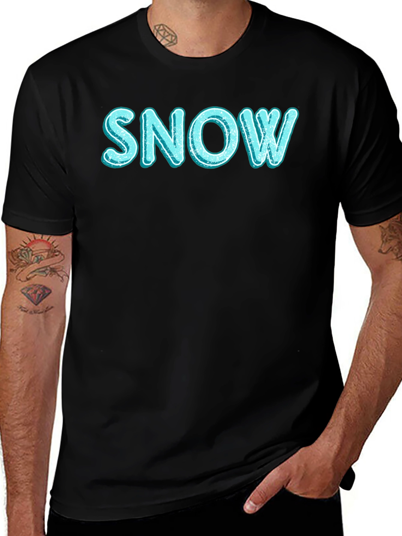 Snow Graphic T-Shirt - Black Cotton Blend