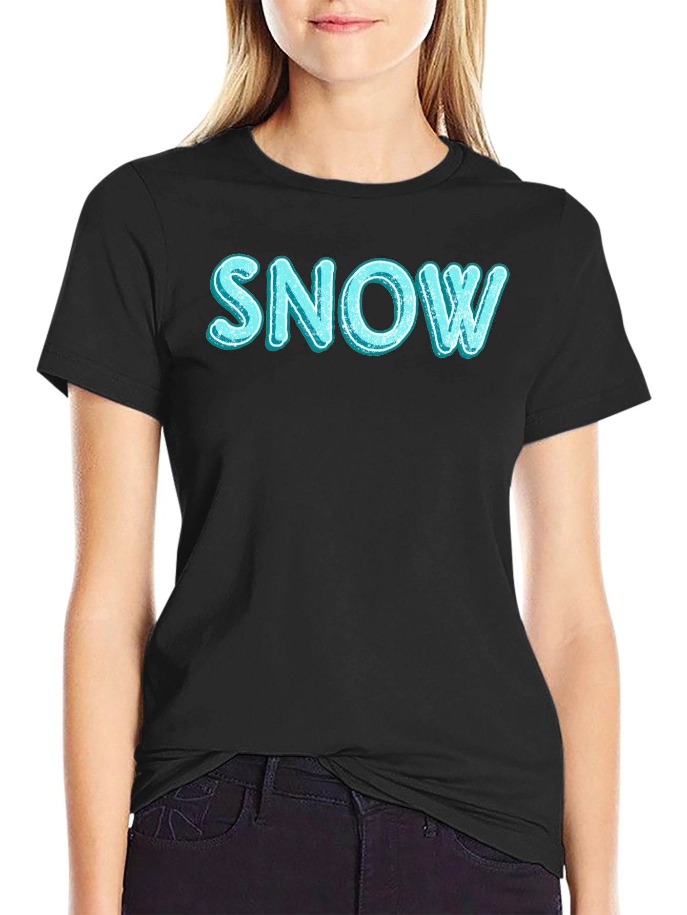 Snow Graphic T-Shirt - Black Cotton Blend