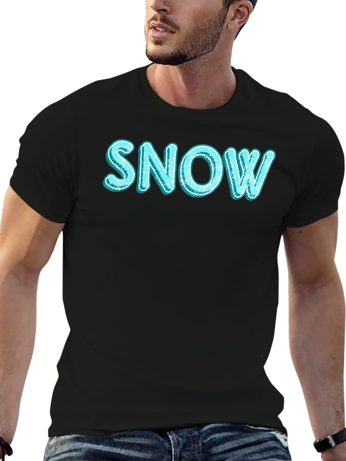 Snow Graphic T-Shirt - Black Cotton Blend