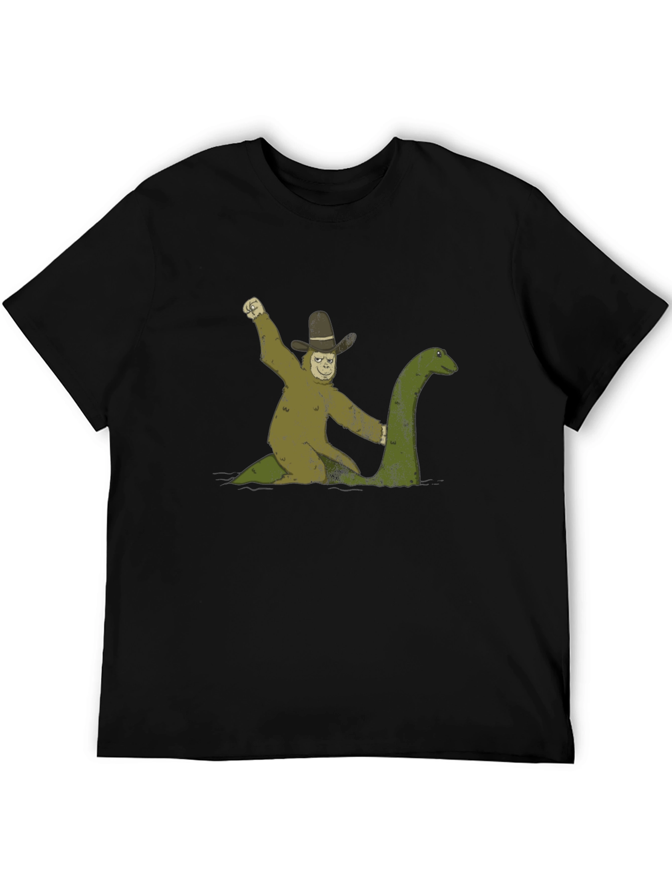 Bigfoot Riding Loch Ness Monster T-Shirt