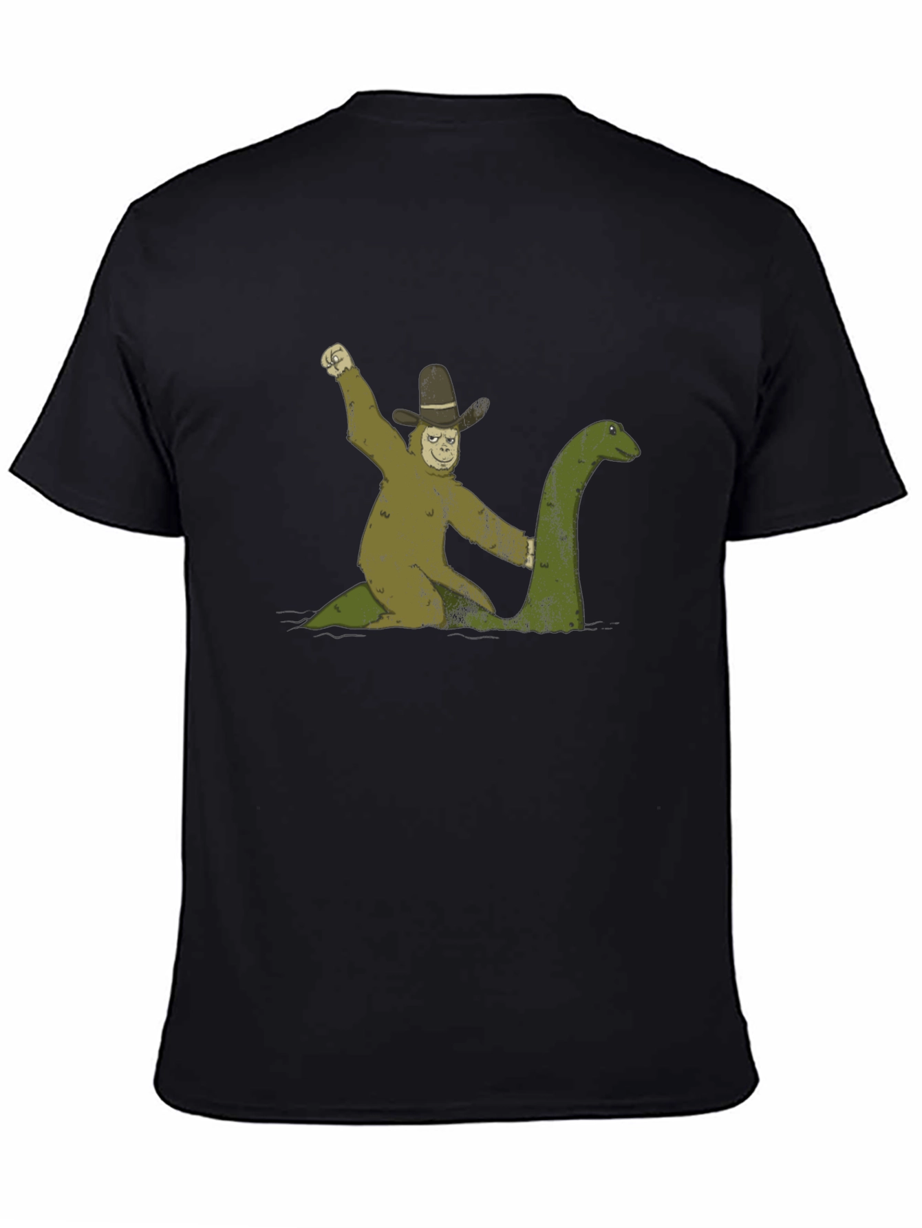 Bigfoot Riding Loch Ness Monster T-Shirt