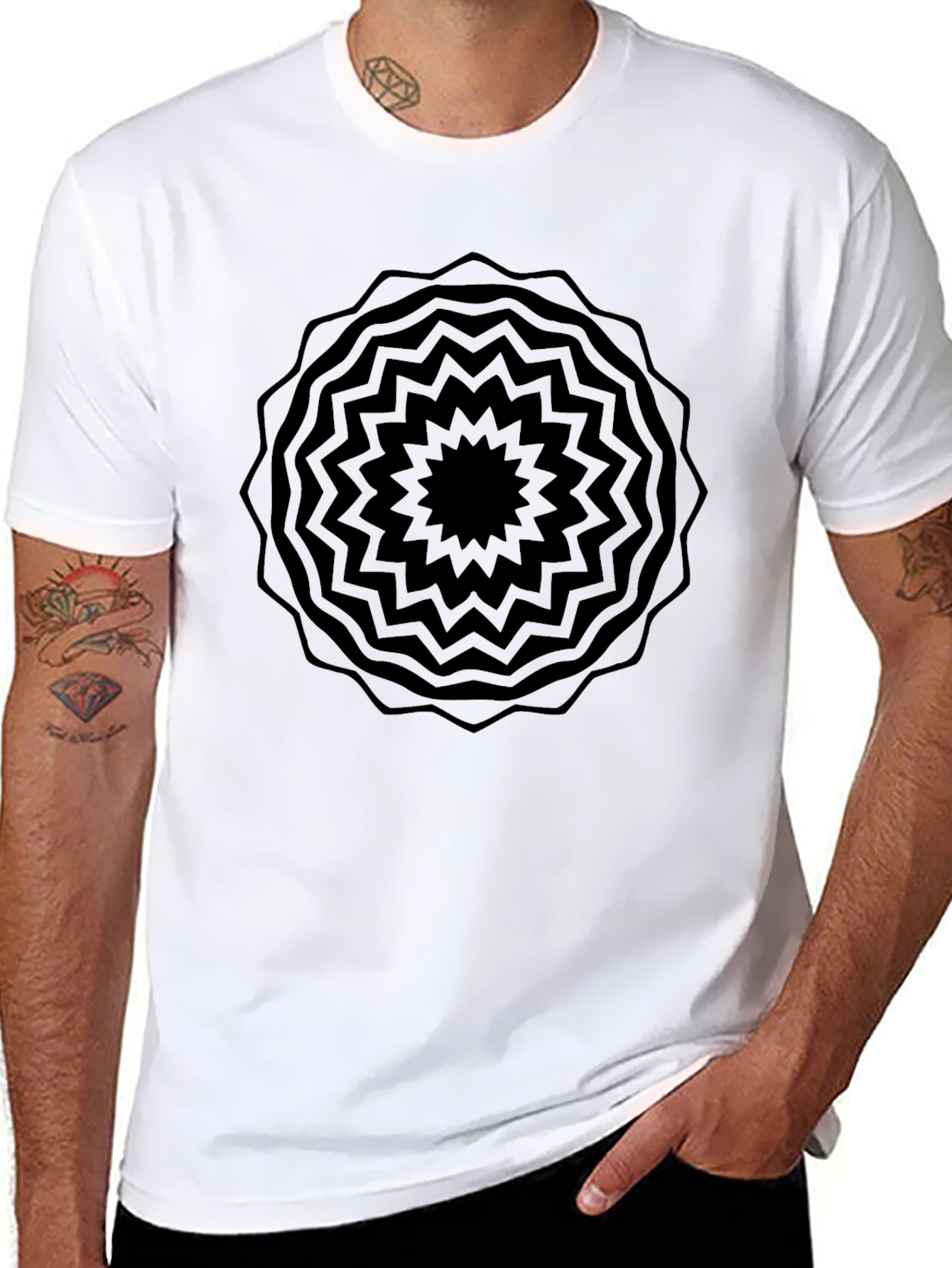 Black Geometric Mandala T-Shirt - Stylish Graphic Tee