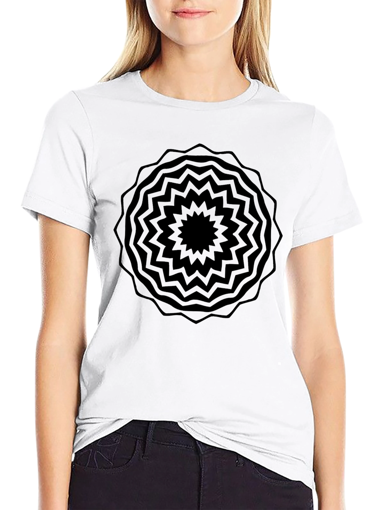 Black Geometric Mandala T-Shirt - Stylish Graphic Tee