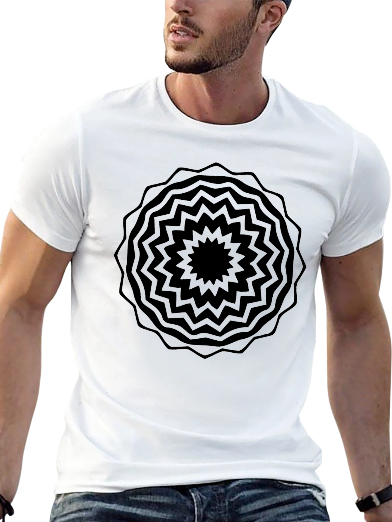 Black Geometric Mandala T-Shirt - Stylish Graphic Tee