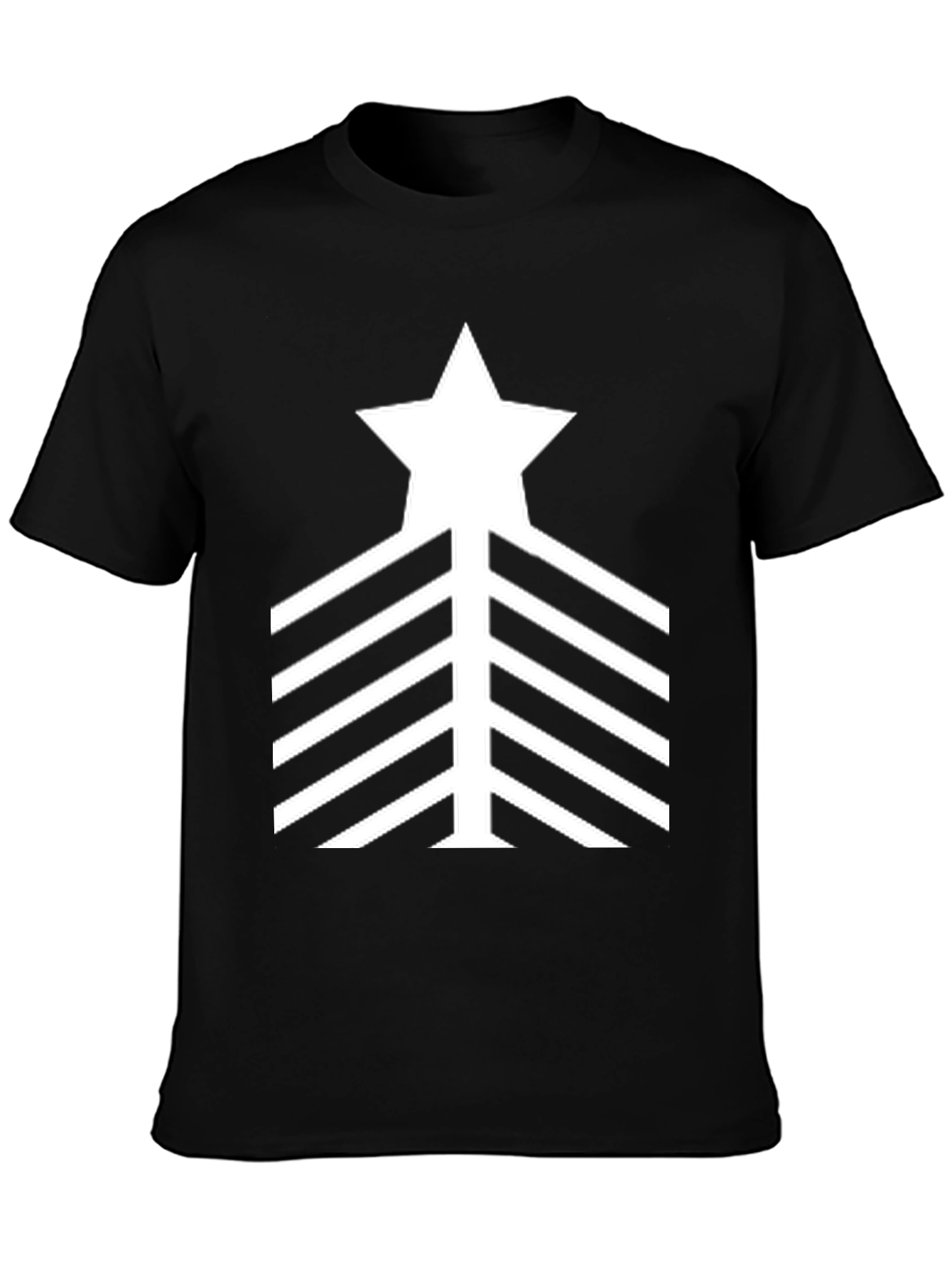 Star Stripes Graphic Tee - Black Cotton Casual Shirt