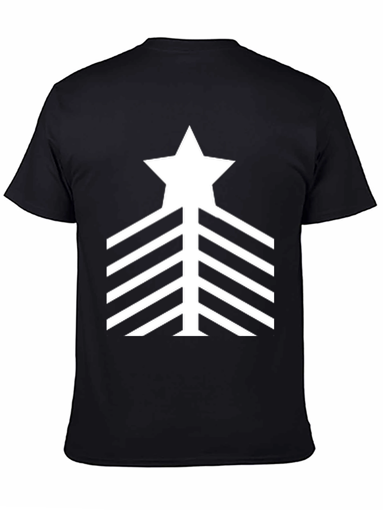 Star Stripes Graphic Tee - Black Cotton Casual Shirt