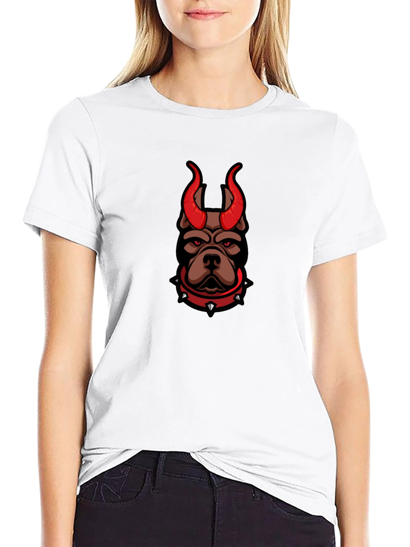 Mens Black T-Shirt with Devil Dog Graphic