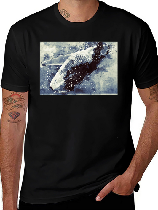Abstract Whale Graphic Tee - Black