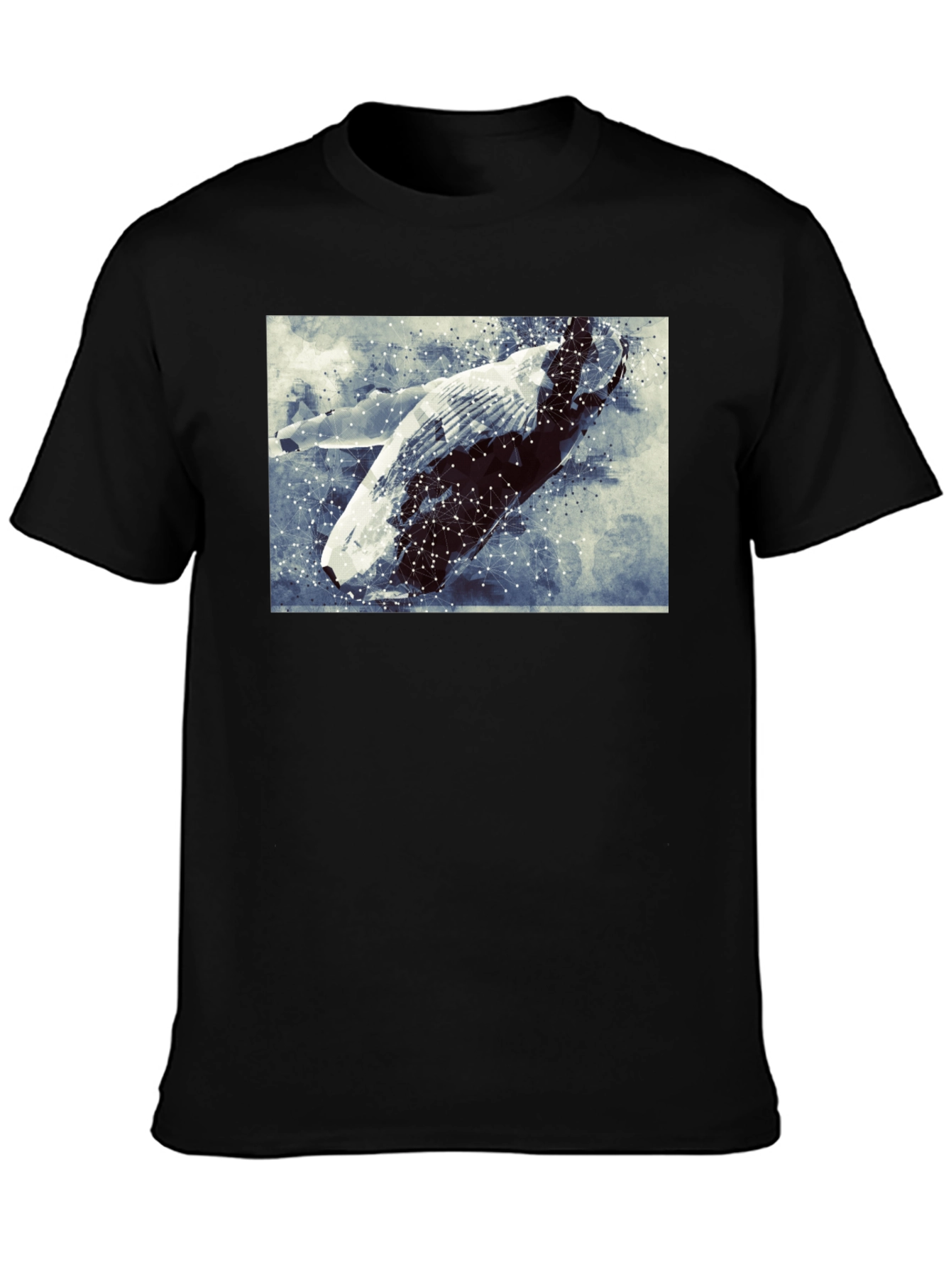 Abstract Whale Graphic Tee - Black