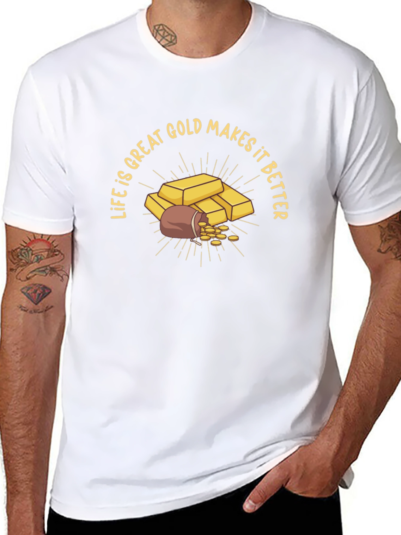 Life is Great Gold Makes it Better Graphic T-Shirt