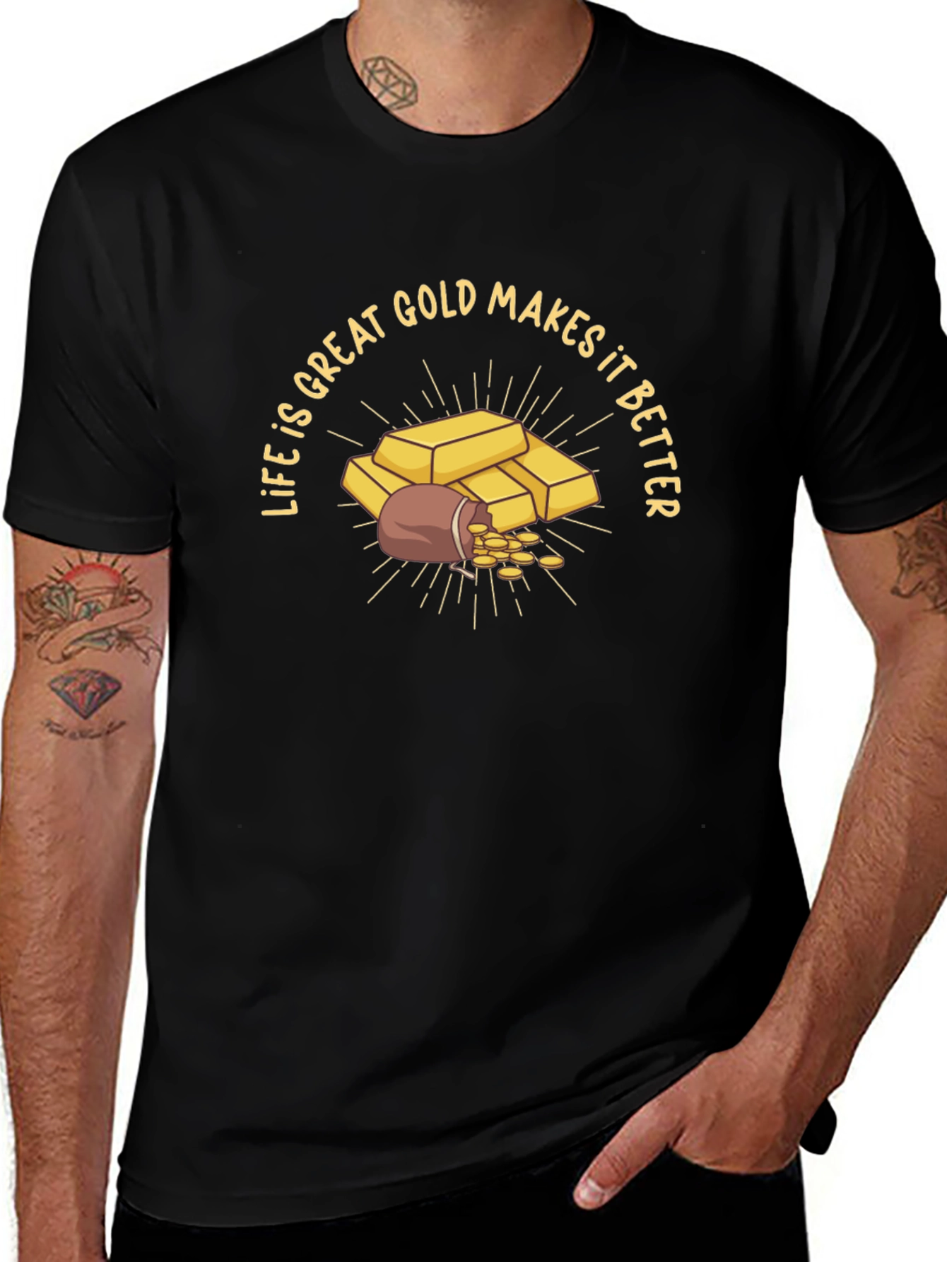 Life is Great Gold Makes it Better Graphic T-Shirt