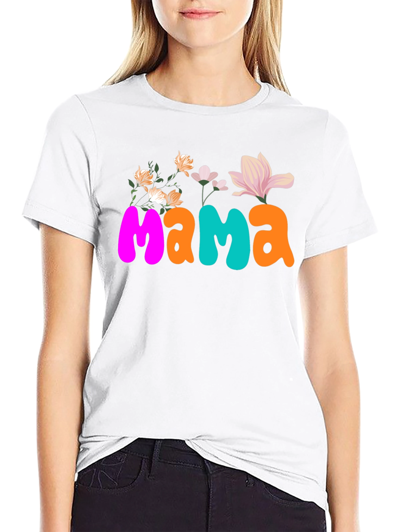 Floral Mama Graphic Tee - Trendy Womens T-Shirt