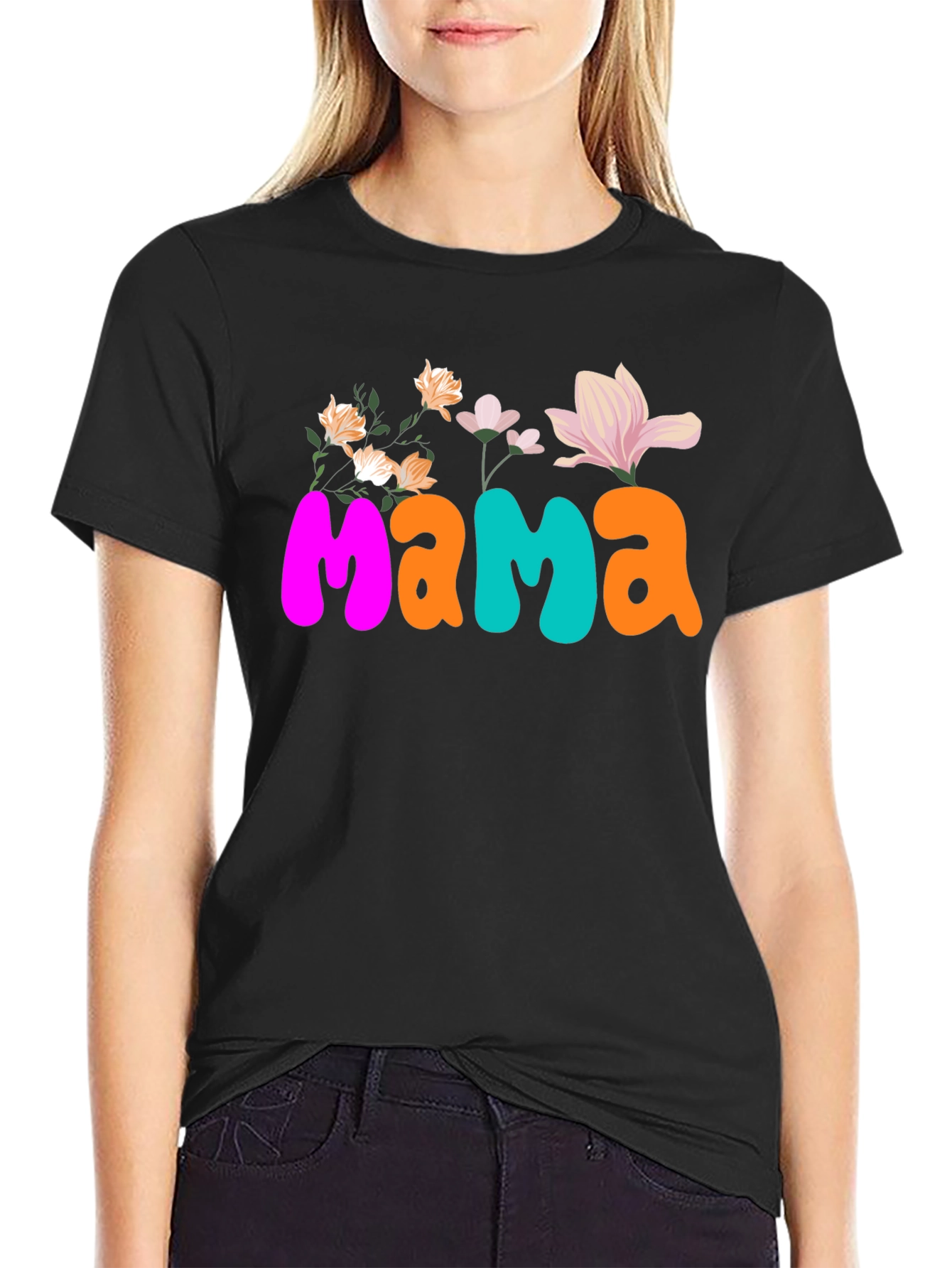 Floral Mama Graphic Tee - Trendy Womens T-Shirt