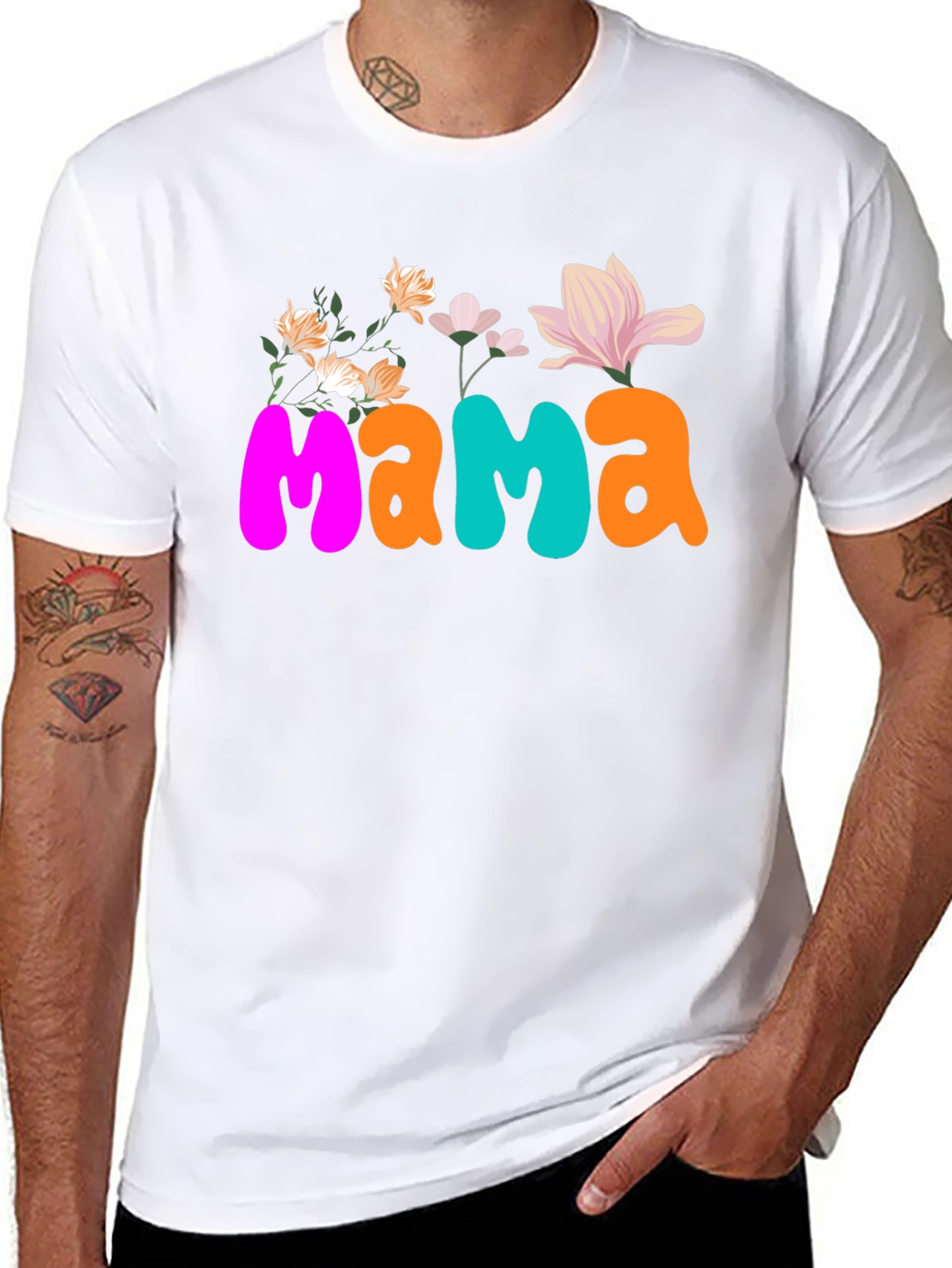 Floral Mama Graphic Tee - Trendy Womens T-Shirt