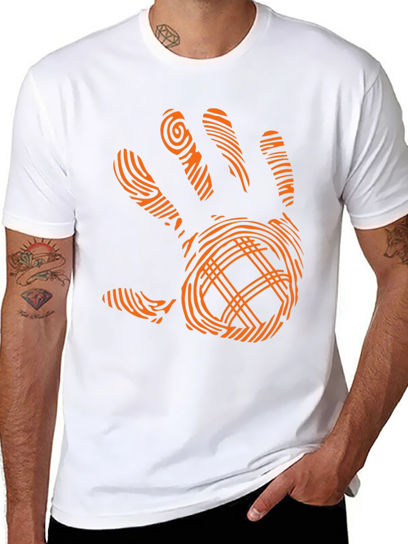 Modern Handprint Graphic Black T-Shirt