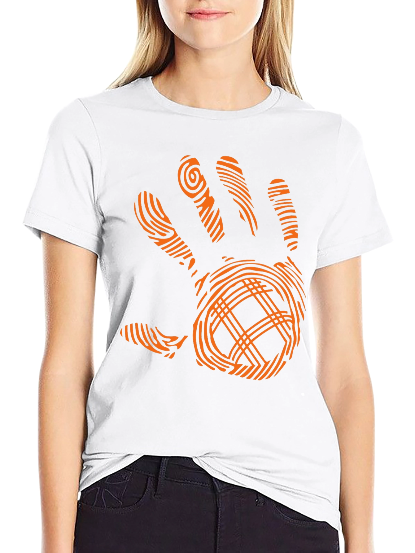 Modern Handprint Graphic Black T-Shirt