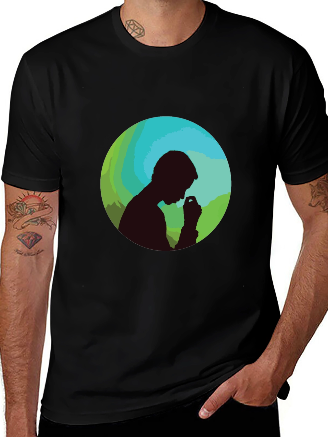 Silhouette Man Graphic Black T-Shirt