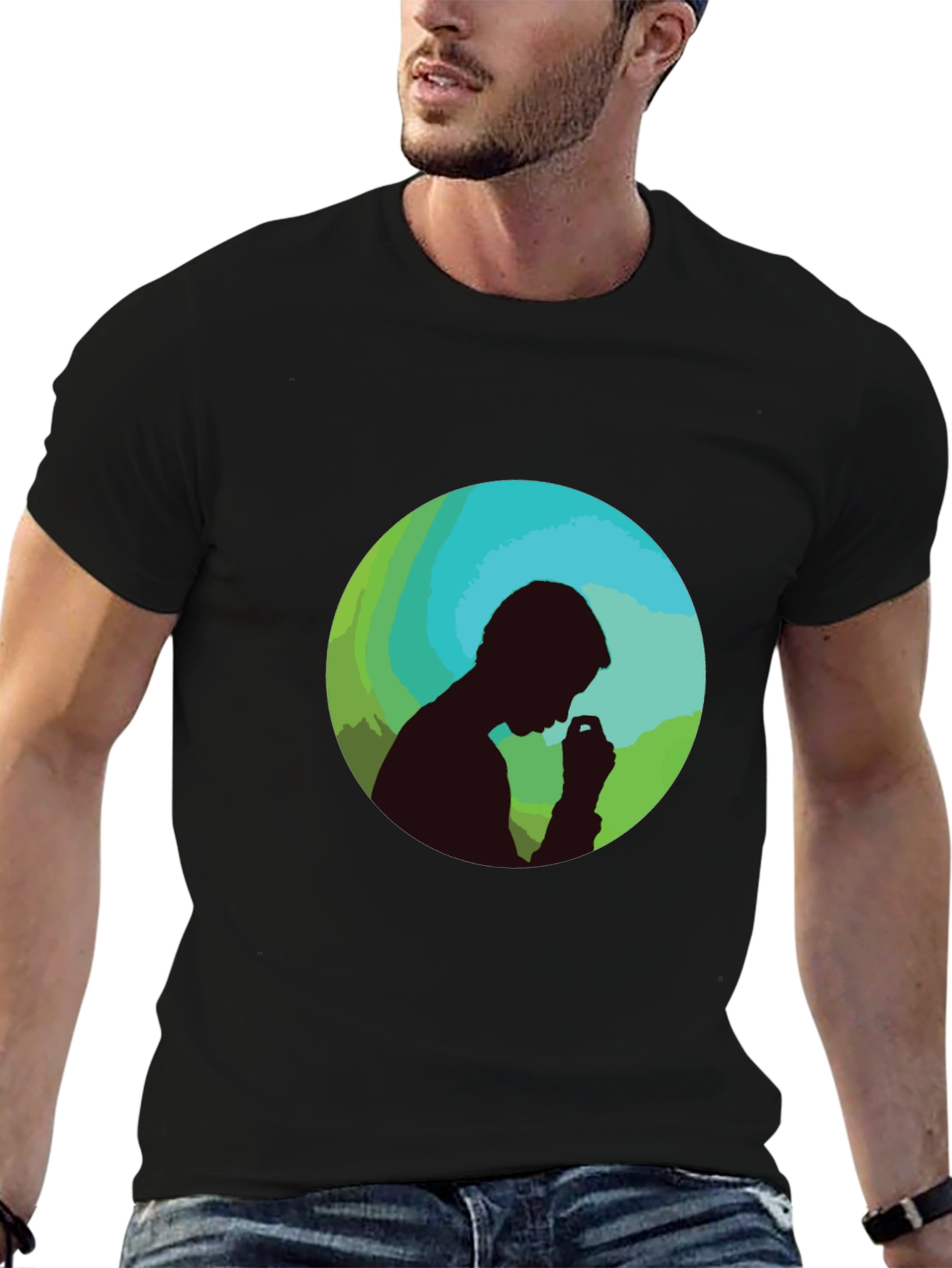 Silhouette Man Graphic Black T-Shirt