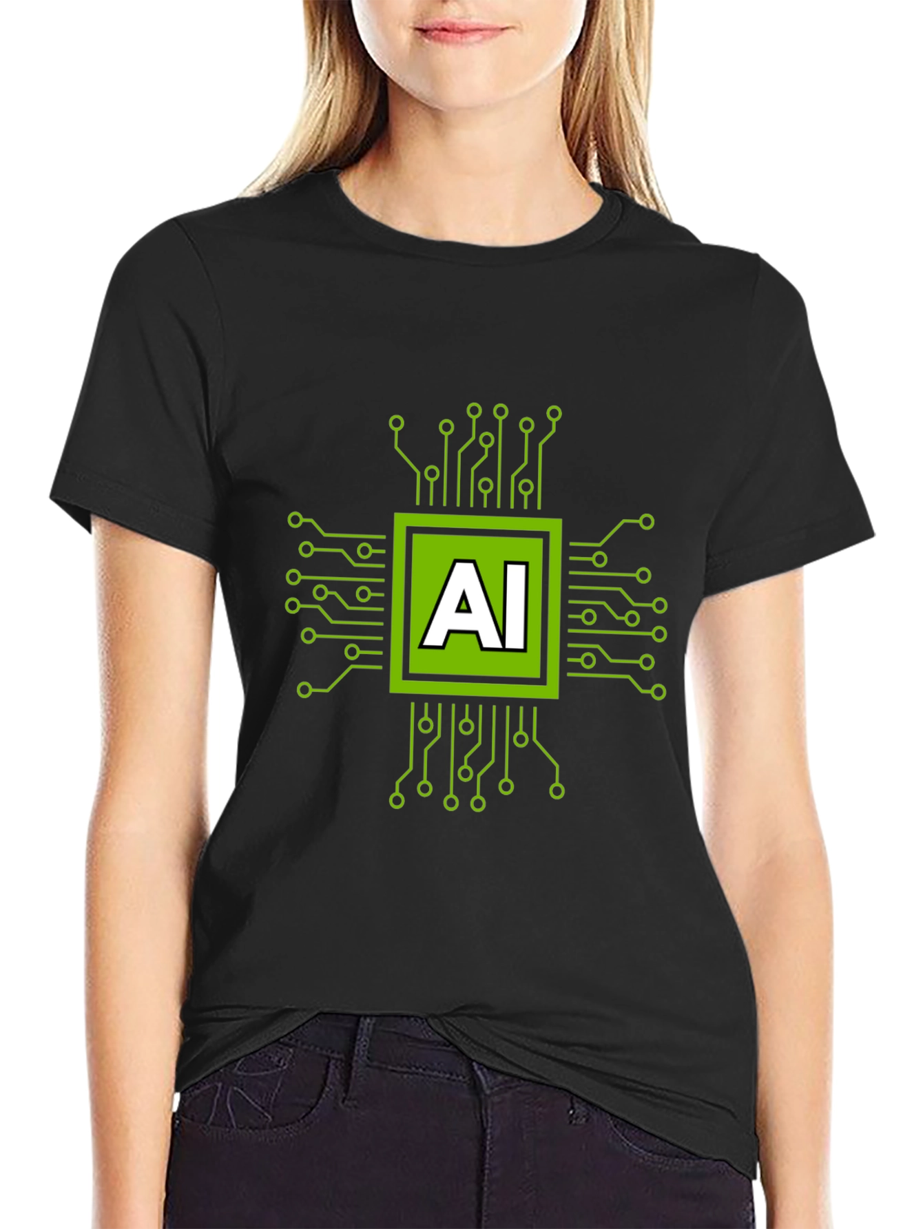 AI Circuit Board Graphic T-Shirt - Black
