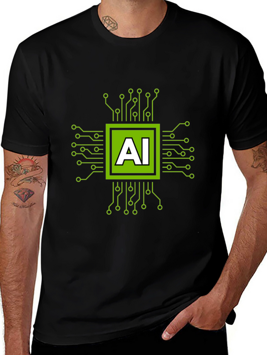 AI Circuit Board Graphic T-Shirt - Black