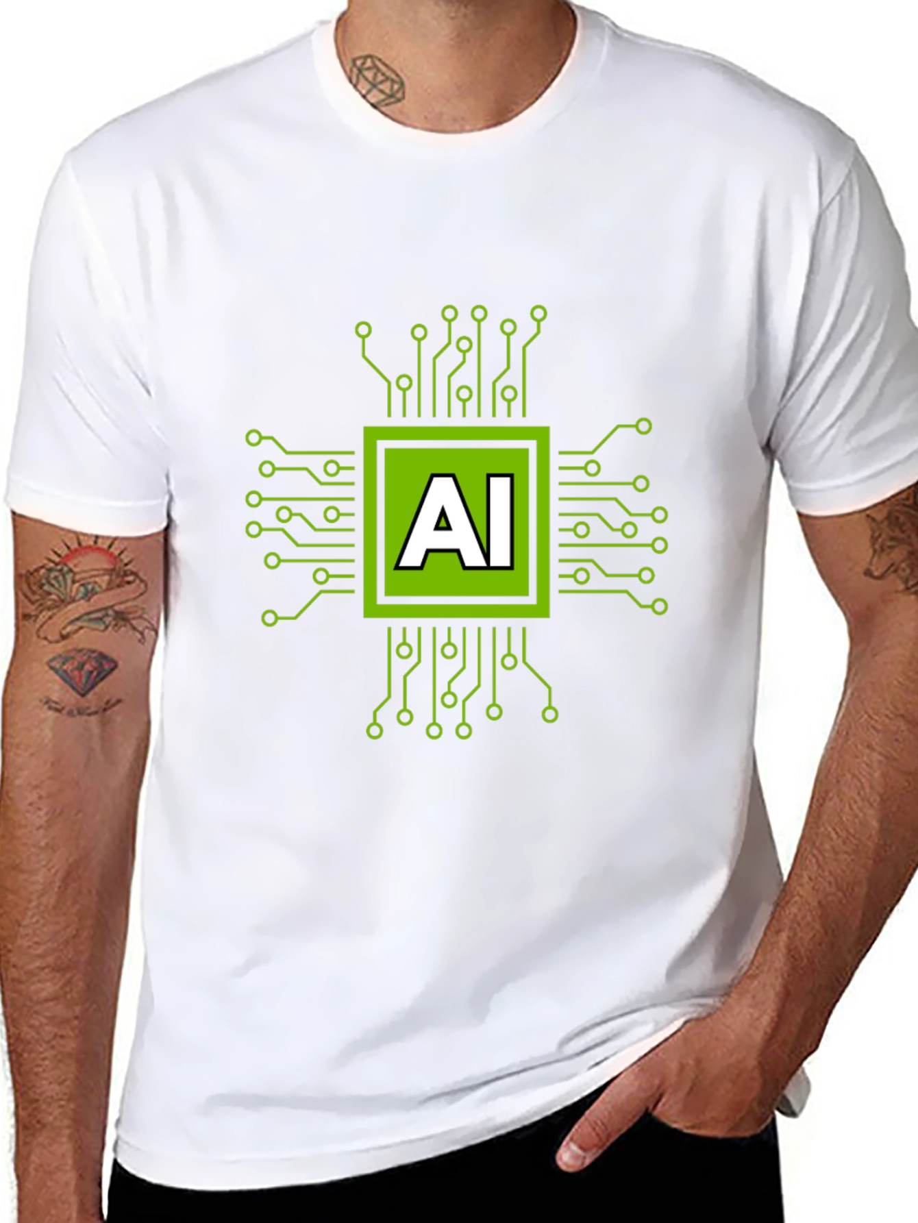 AI Circuit Board Graphic T-Shirt - Black
