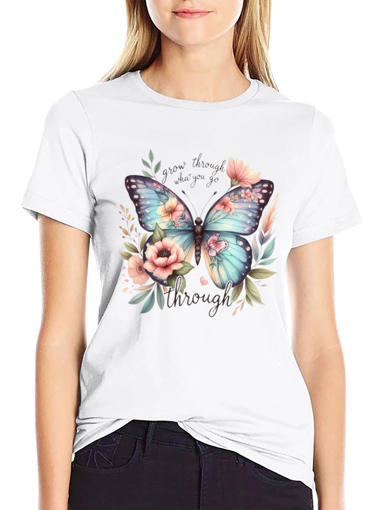 Floral Butterfly Graphic T-Shirt