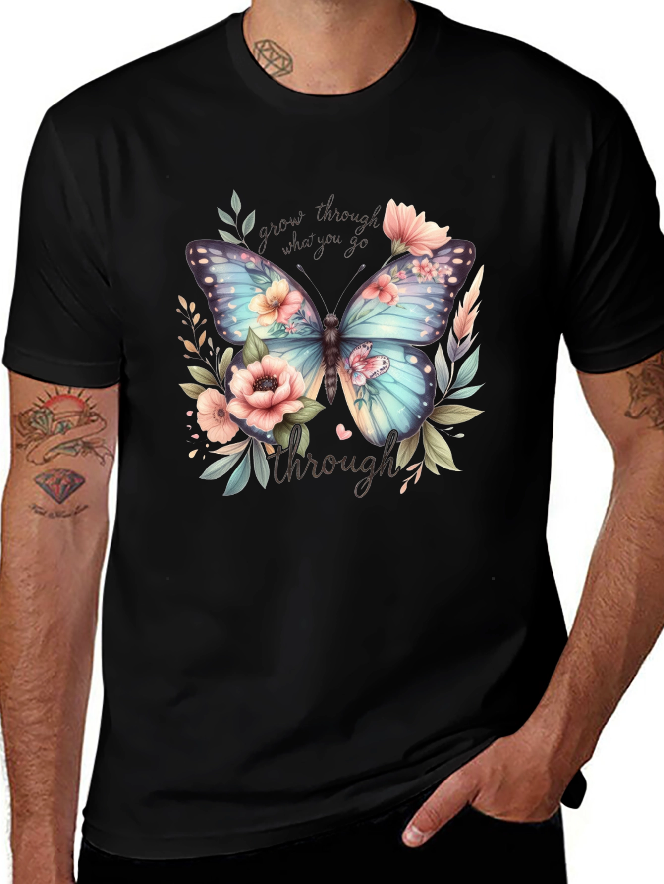Floral Butterfly Graphic T-Shirt