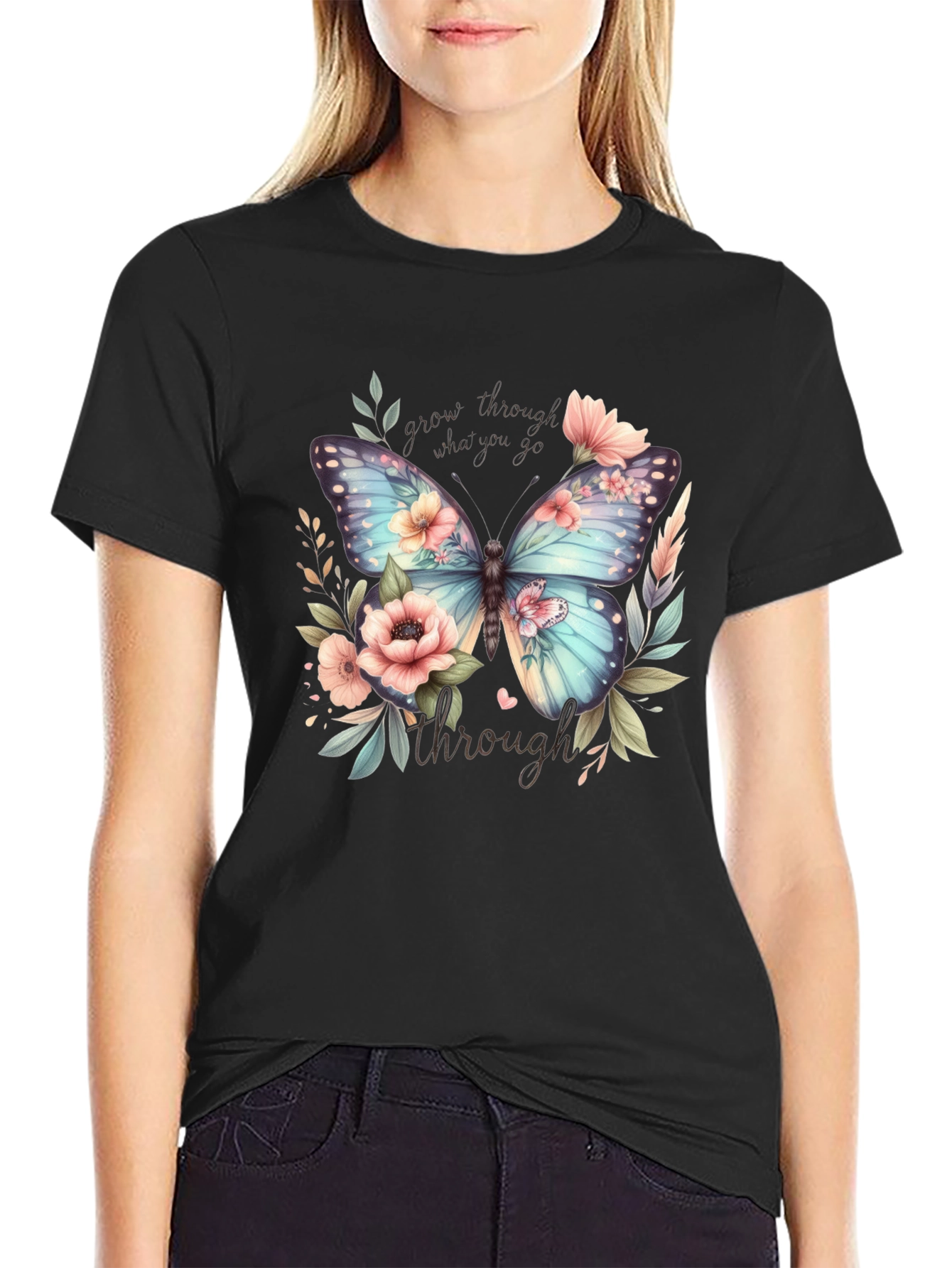 Floral Butterfly Graphic T-Shirt