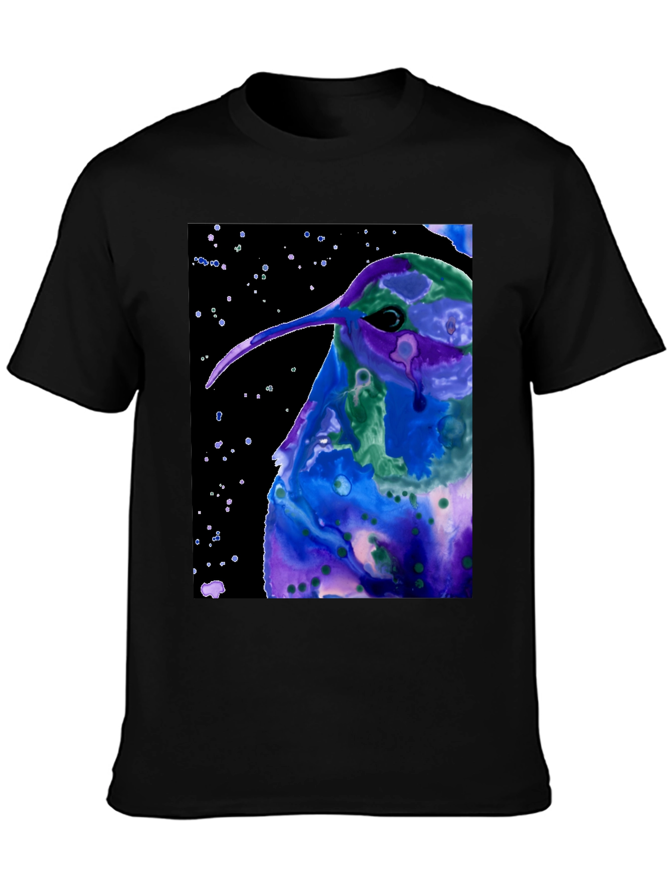 Hummingbird Art Black Tee - Unique Graphic T-Shirt