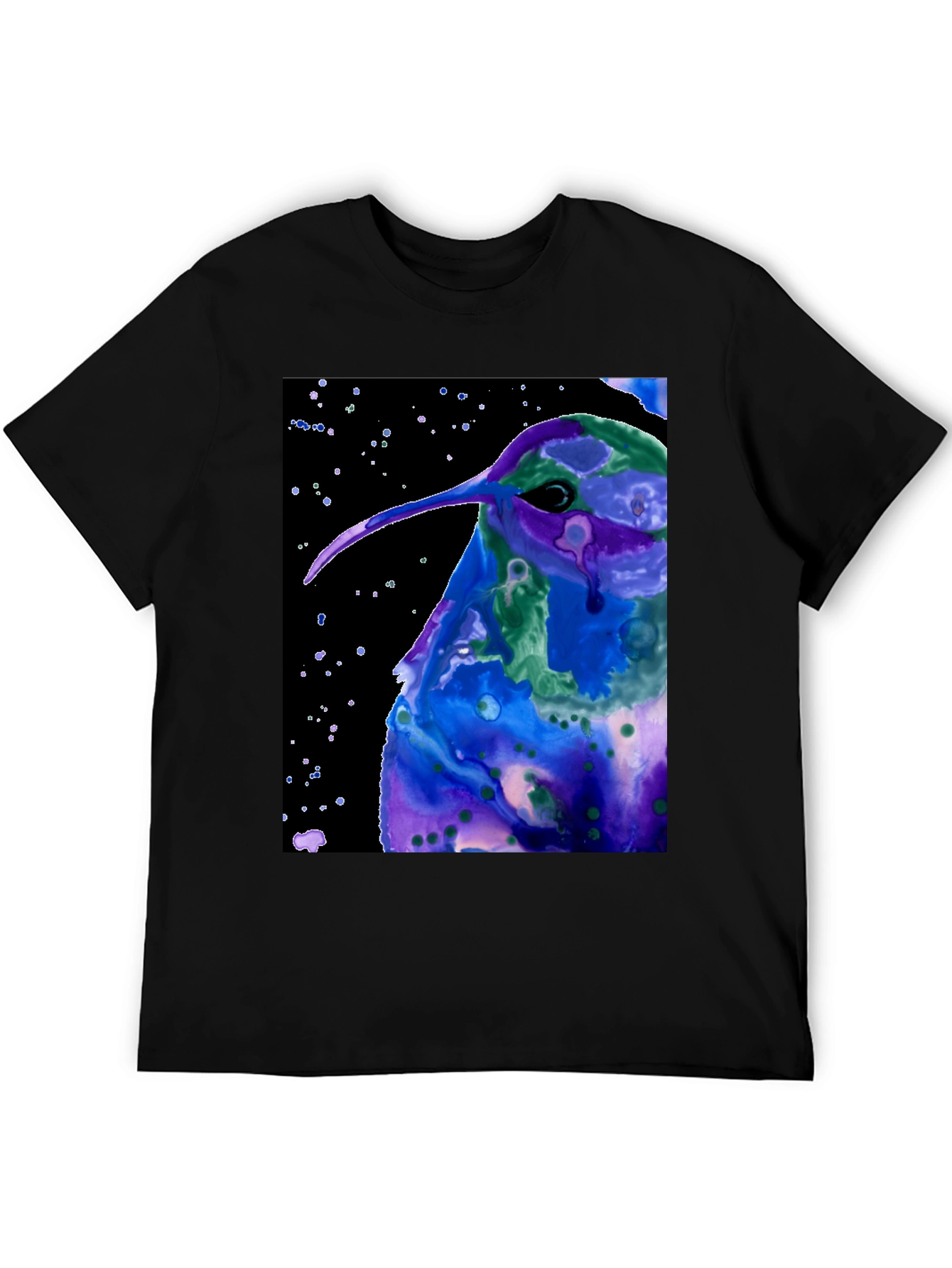 Hummingbird Art Black Tee - Unique Graphic T-Shirt