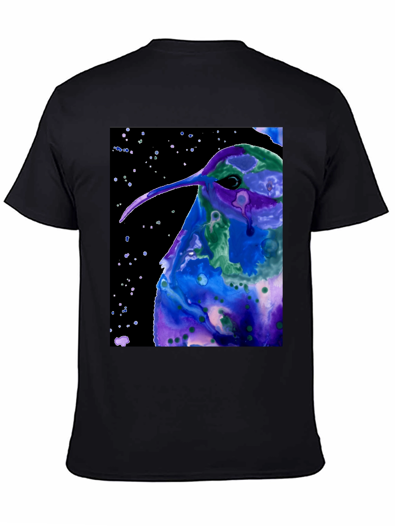 Hummingbird Art Black Tee - Unique Graphic T-Shirt