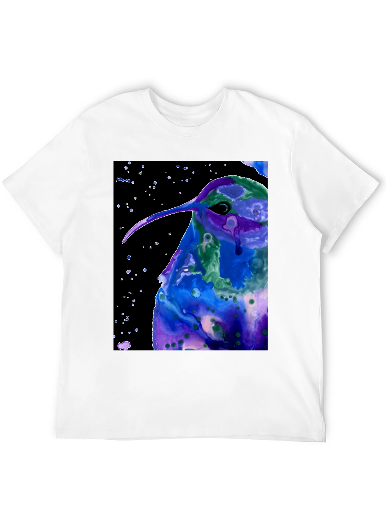 Hummingbird Art Black Tee - Unique Graphic T-Shirt