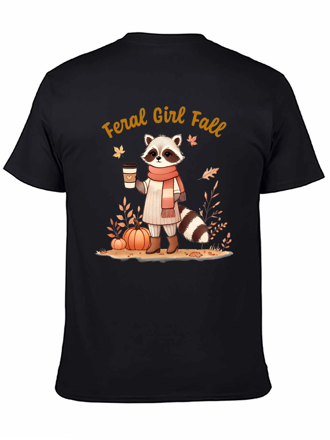 Feral Girl Fall Raccoon T-Shirt