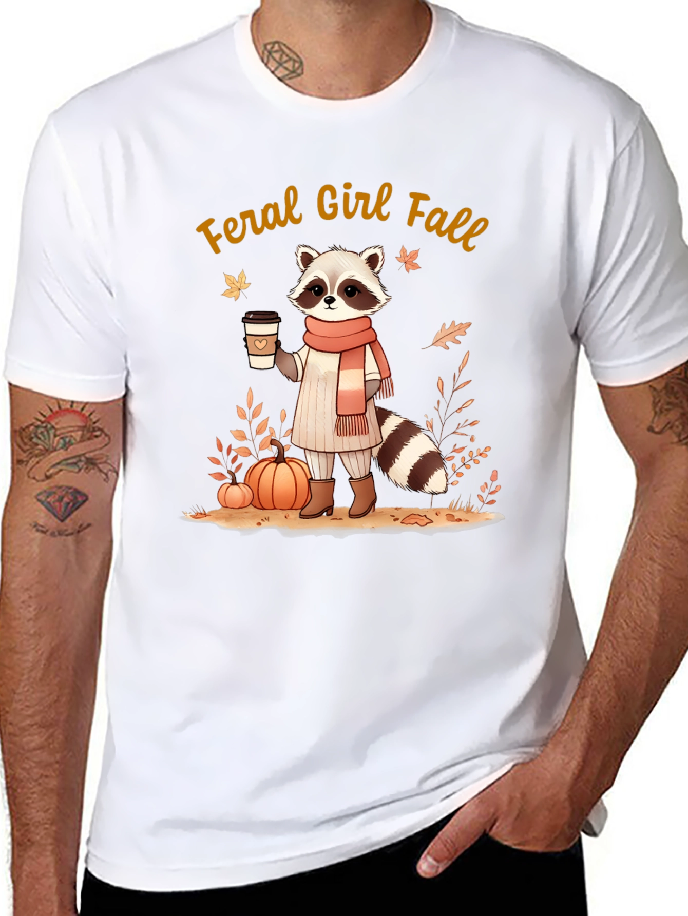 Feral Girl Fall Raccoon T-Shirt