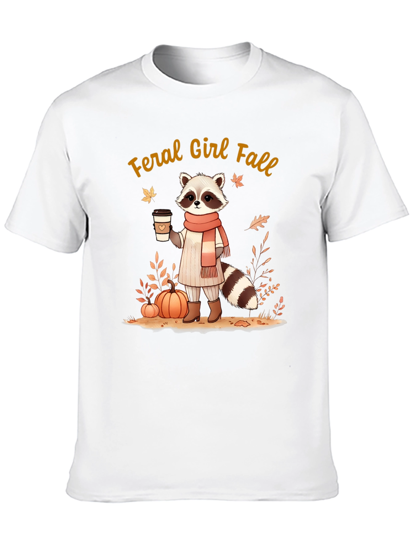 Feral Girl Fall Raccoon T-Shirt